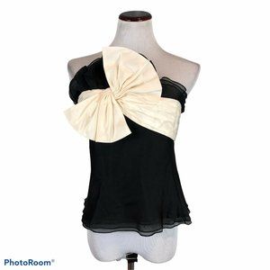 Melinda Eng Formal Black Ivory Bow Layered Top 12